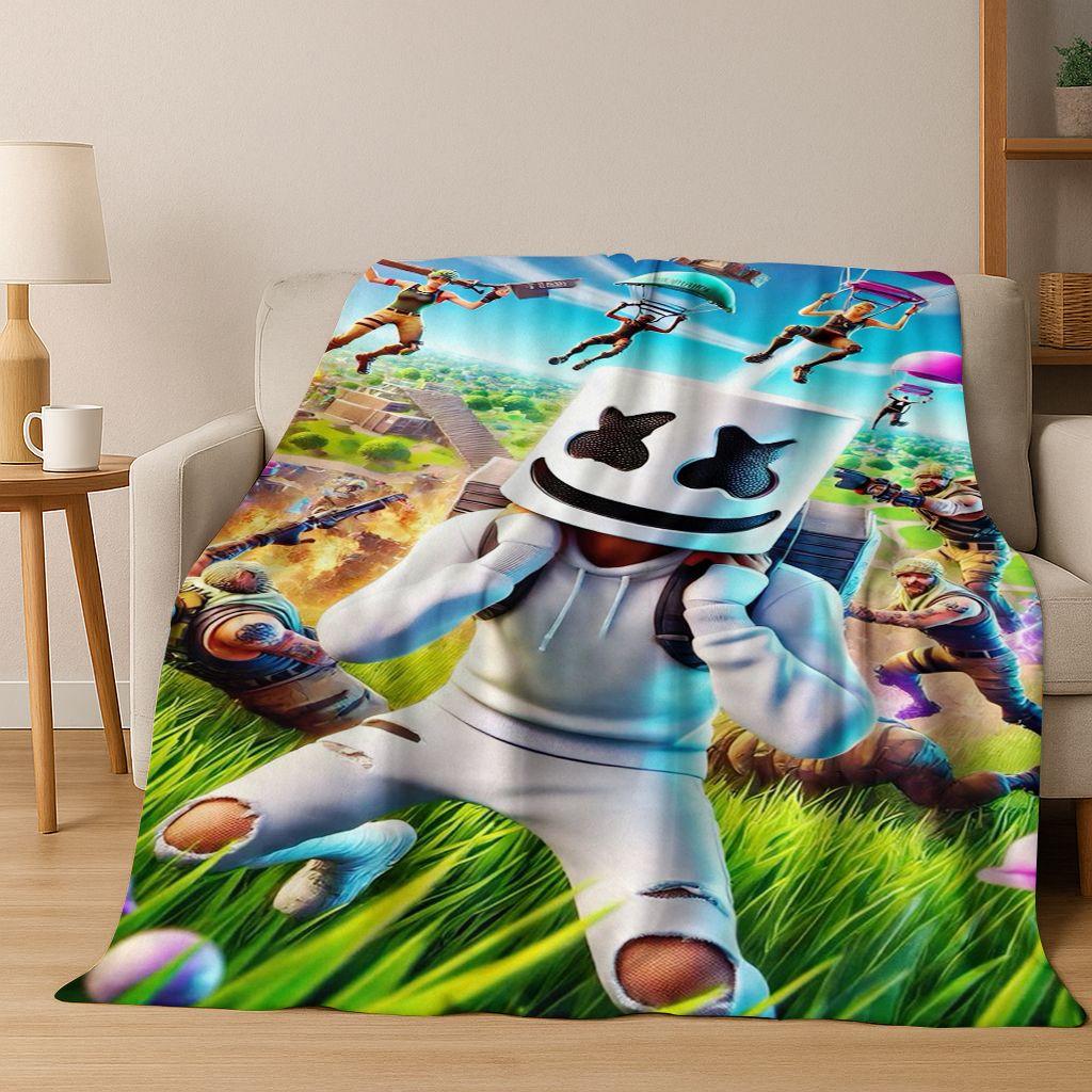 3D F-Fortnite Game Cartoon Flannel Blanket Soft Warm Throw Blanket for Bed Bedroom Room Living Room Travel Camping Kids Gift