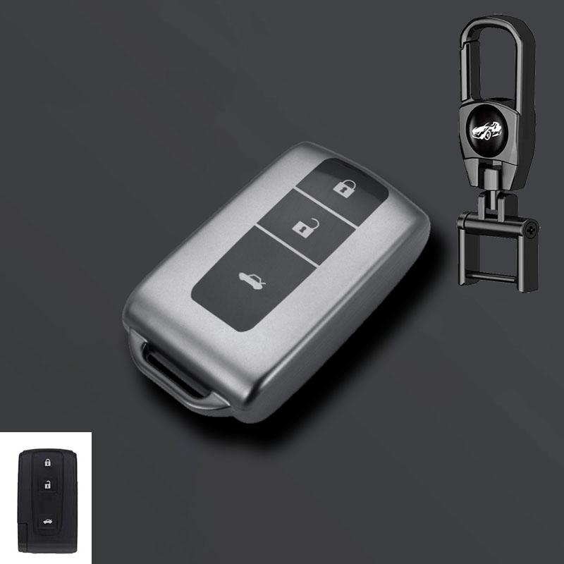 Grey TPU Keyless Fob Cover Case Protect Skin For Toyota Prius 20 Gen 2004 2009 Corolla Verso Camry Remote Holder Keychain