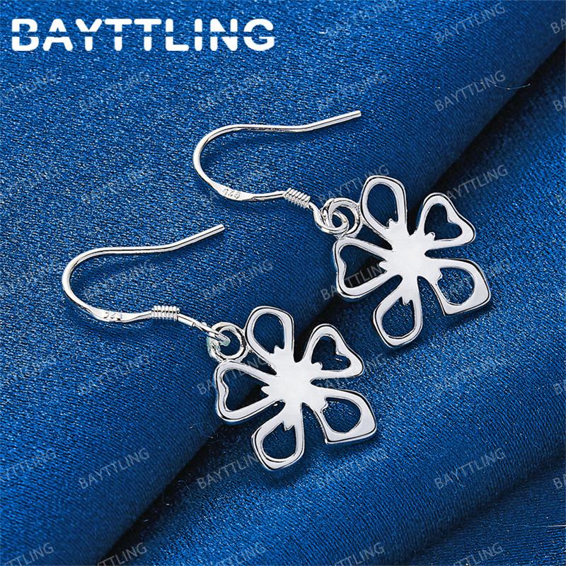 Luxury 925 Sterling Silver Exquisite Flower Earrings for Women Fashion Accessories Jewelry Wedding Gifts