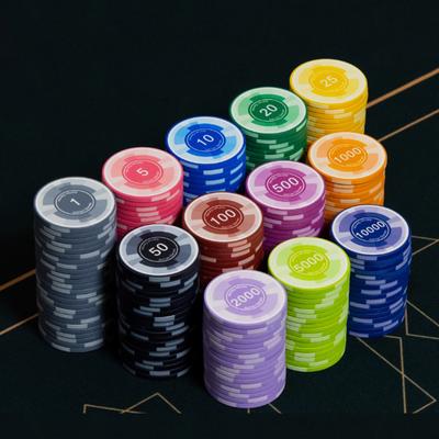 25Pcs 43Mm Ceramic Poker Chips Coin Chess Room Chip Board Game Poker Club Exclusive Texas Hold'Em Chip Storage Box Table Games