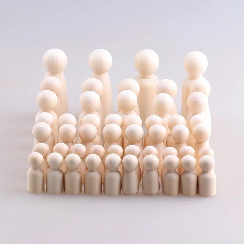 50 Pcs Unfinished Wooden Peg Doll for DIY Painting Natural Wood Doll Bodies Figures Decorative Peg People for Kids Arts Crafts
