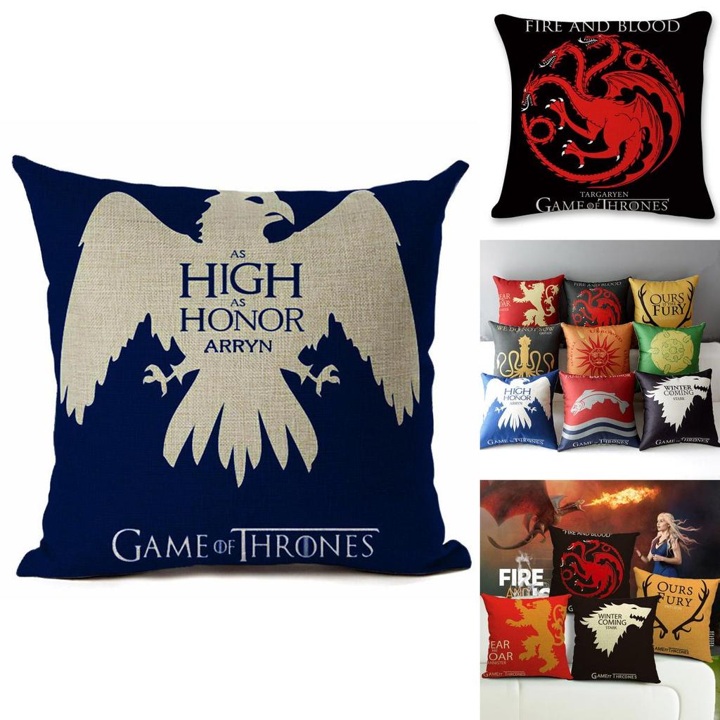 Game Of Thrones Themed Cotton Linen Pillow Cover For Winter Decor Sofa Home Car