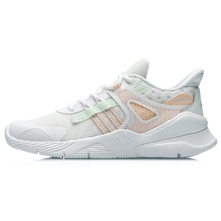 

Li Ning Slip Resistant Abrasion Resistant Low top Running Shoes Women s White Apricot Green AGLR066-2 37.5