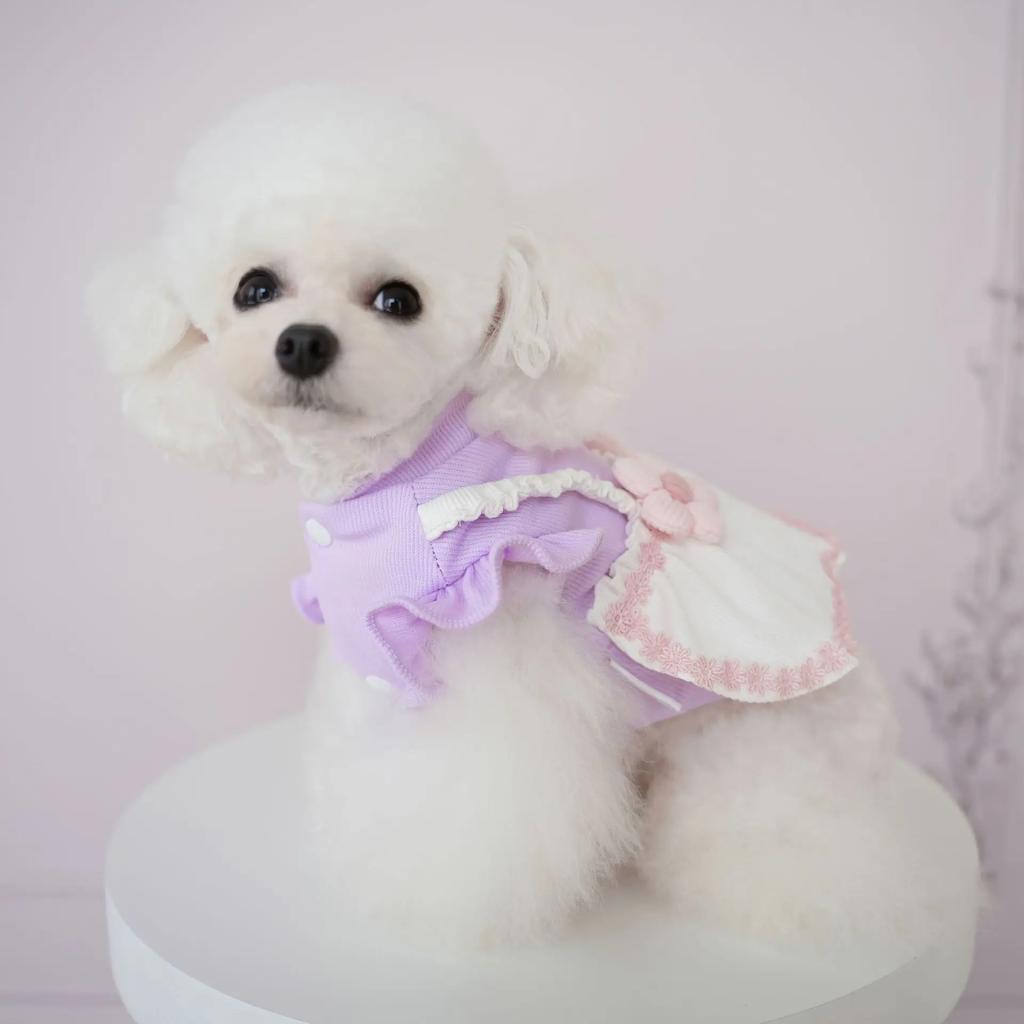 Small and Medium-sized Autumn and Winter Dog Clothing Dog Skirt Sunflower Thread Knitted Skirt Cat Cold Resistant Plush Skirt