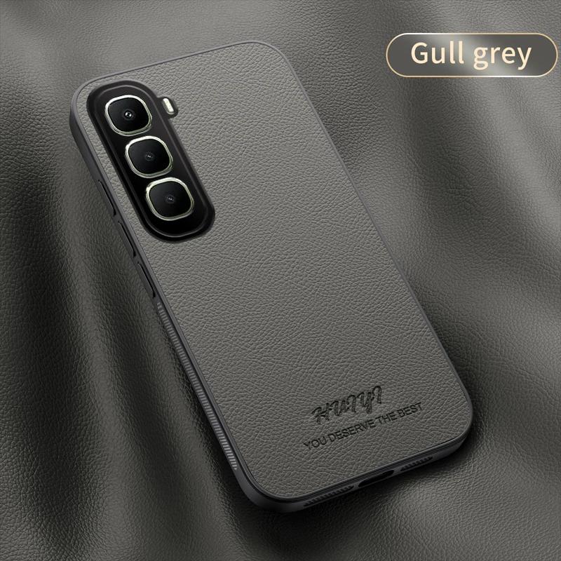 

Роскошный высококачественный кожаный чехол для телефона для бизнеса для Infinix HOT 60 Pro Plus I 50 Pro Plus i 4/5G PU+TPU Матовый тонкий защитный чехол серый