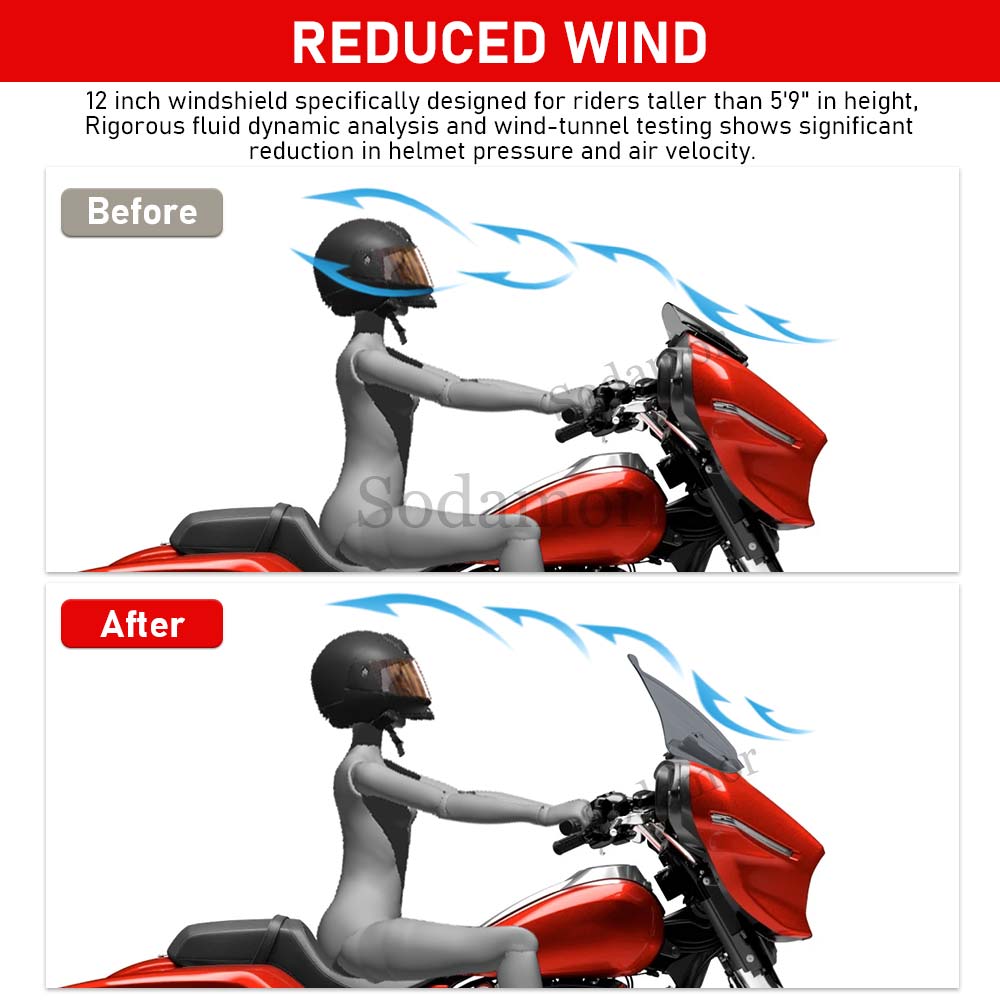 Motorcycle Accessories 14"  ABS Plastic Windscreens Smoke Windshield Fit For Harley Street Glide FLHX/I models 2024 2025 -later