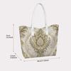 Elegant Damask Print Tote Bag Large Capacity Ladies Casual Daily Shoulder Bag for Shopping Commuting