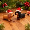 1/2Pcs Christmas Felt Dachshund Figurine Handcrafted Santa Hat Dog Ornament Simulation Puppy Statue Animal Sculpture Home Office Desktop Decoration