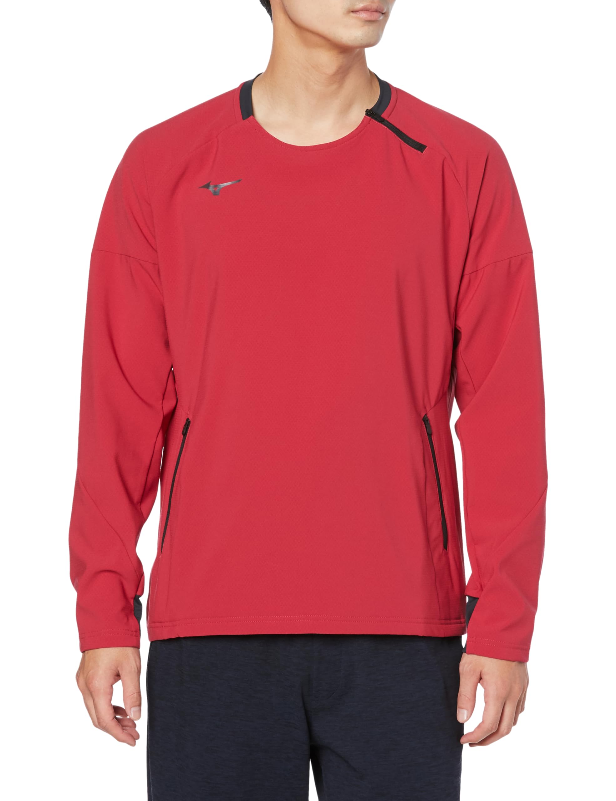 

Mizuno Tech Shield Crew Neck Long Sleeve Training Ski Patrol Size 2XL Wear, Windproof, Stretch, Water-Repellent, 32MCA553, Men s Red,