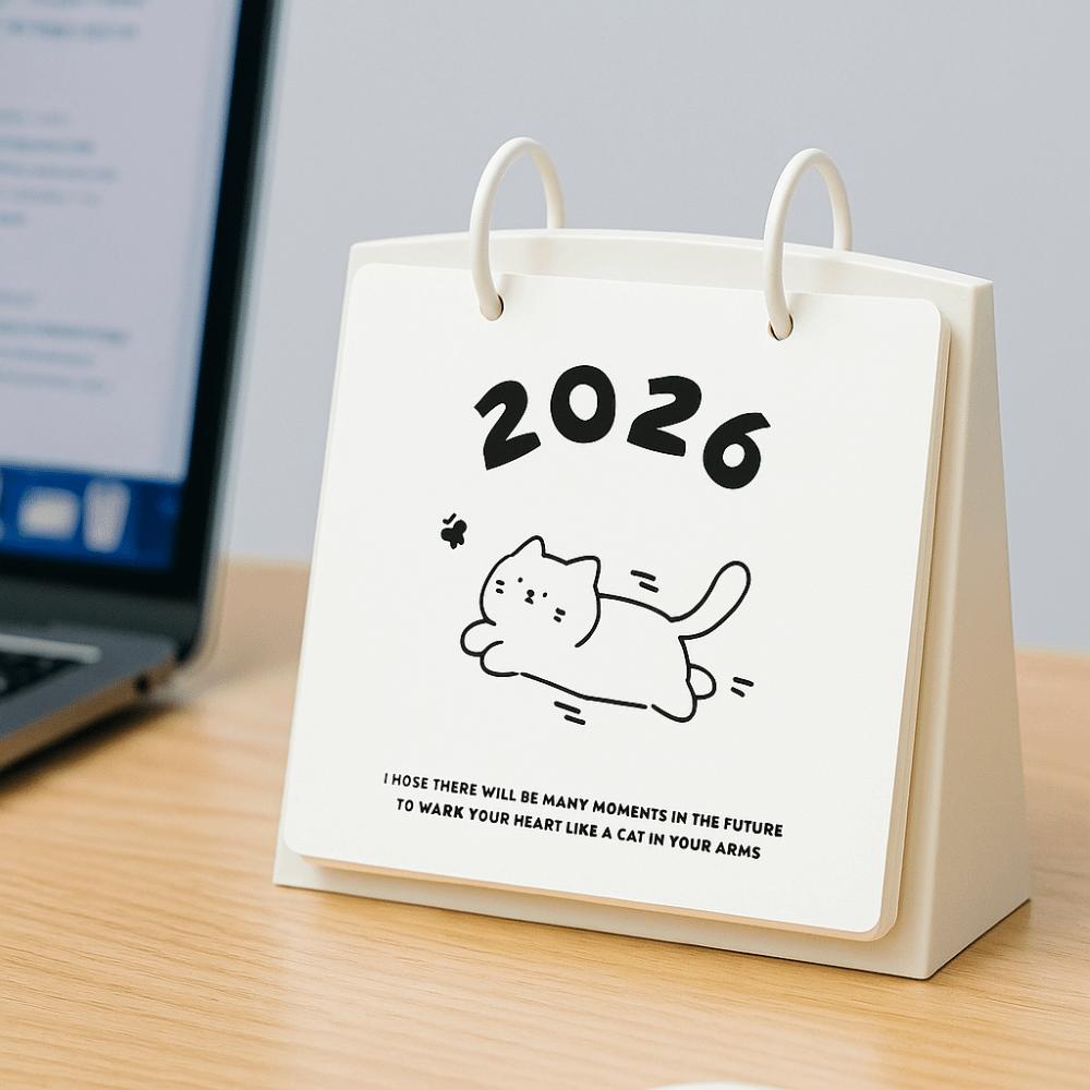 Cartoon 2026 Desktop Calendar Plastic Table Planner Creative Daily Planner  Office