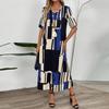 Women's Dresses Casual Printed V-Neck Short Sleeve Loose Long Dresses