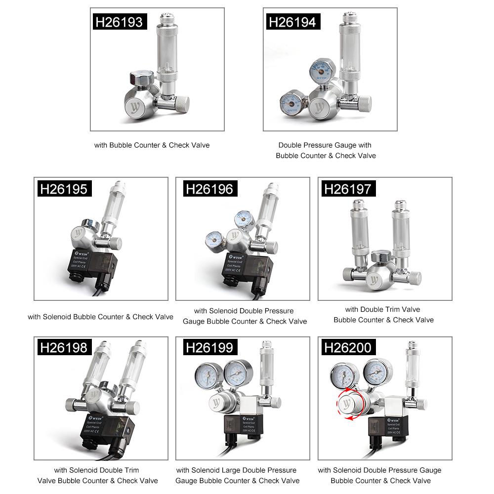 12V Output Voltage Aquarium CO2 Regulator CO2 Pressure Regulator with Solenoid Large Double