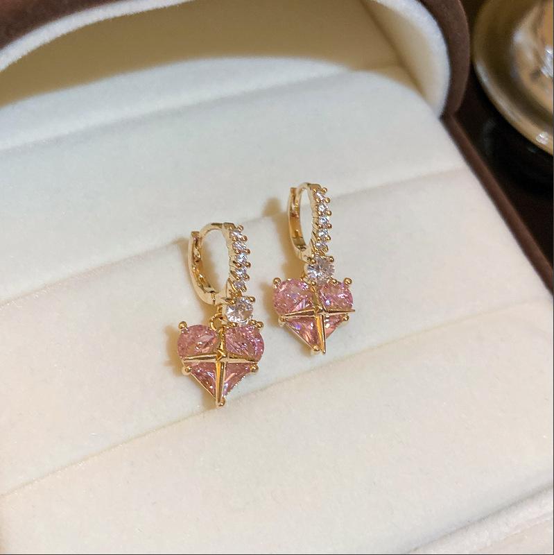 Ice quenched blue flower artificial crystal fringed earrings Cool wind temperament stud earrings Internet celebrity earrings