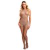 Damen-Bodystocking mit Ausschnitten, durchsichtiger, ärmelloser Body, einfarbig, dehnbarer Dessous-Catsuit
