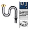 Basin Drainage Pipe Bathroom Drain Pipe 80/100cm Stainless Steel Kitchen Sink Drain Pipe Siphon Waste Drain Flexible Pipe Hose