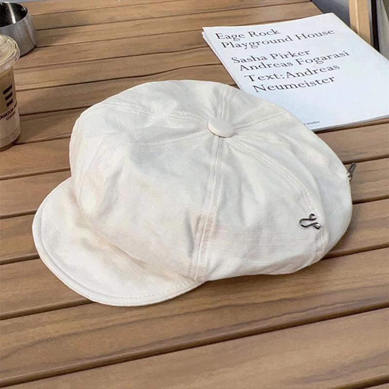 Japanese Berets for Women Harajuku Retro Cotton Hemp Octagonal Cap Oversized Summer Thin Lady Girl Newsboy Hats
