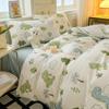 Small Clear Four-piece Set of Washed Cotton Sheets, Quilt Cover Three-piece Set of Bedding