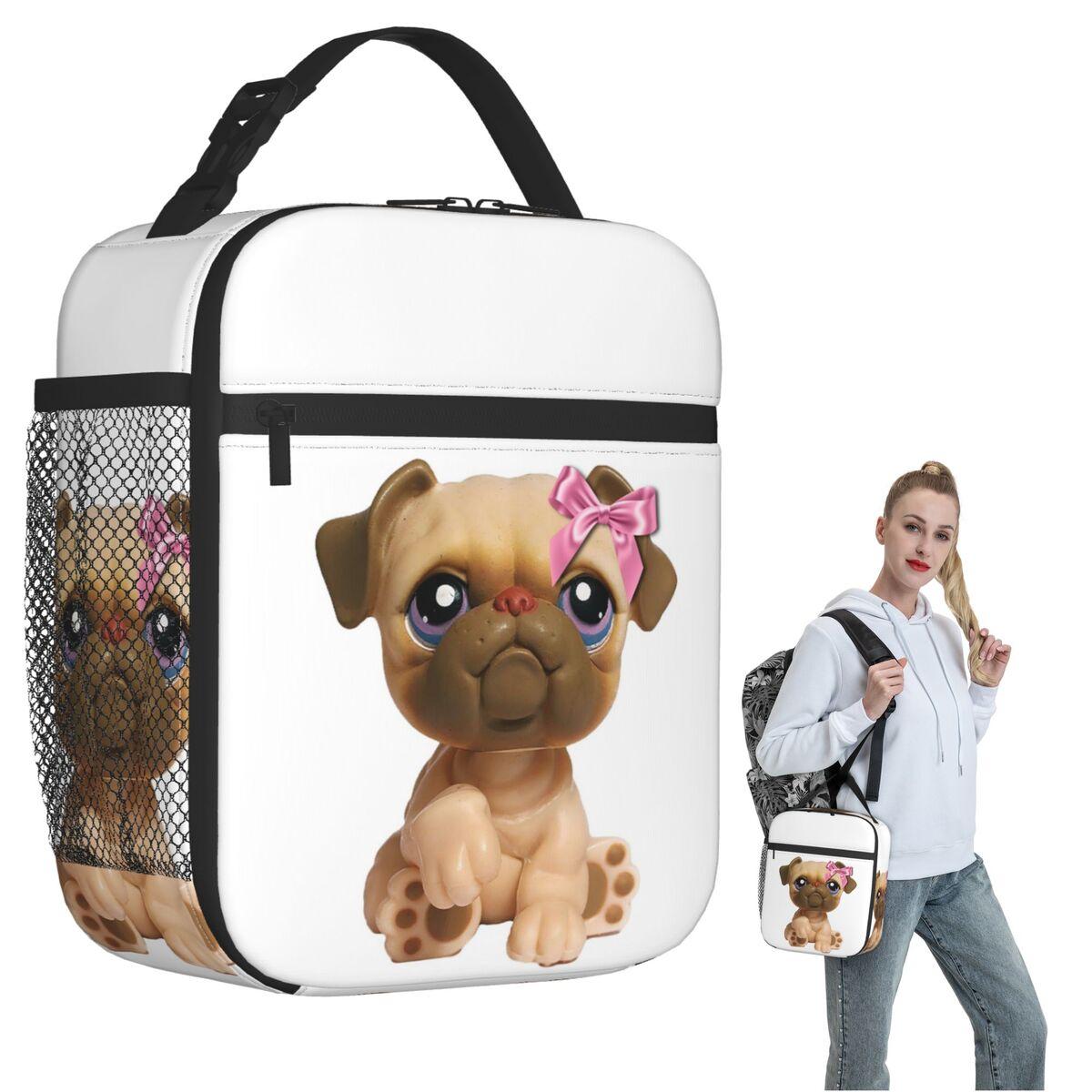Coquette Littlest Pet Shop LPS Bulldog 451 Insulated Lunch Bag for Women Children Leakproof Food Boxes Thermal Lunch Box Tote One Size