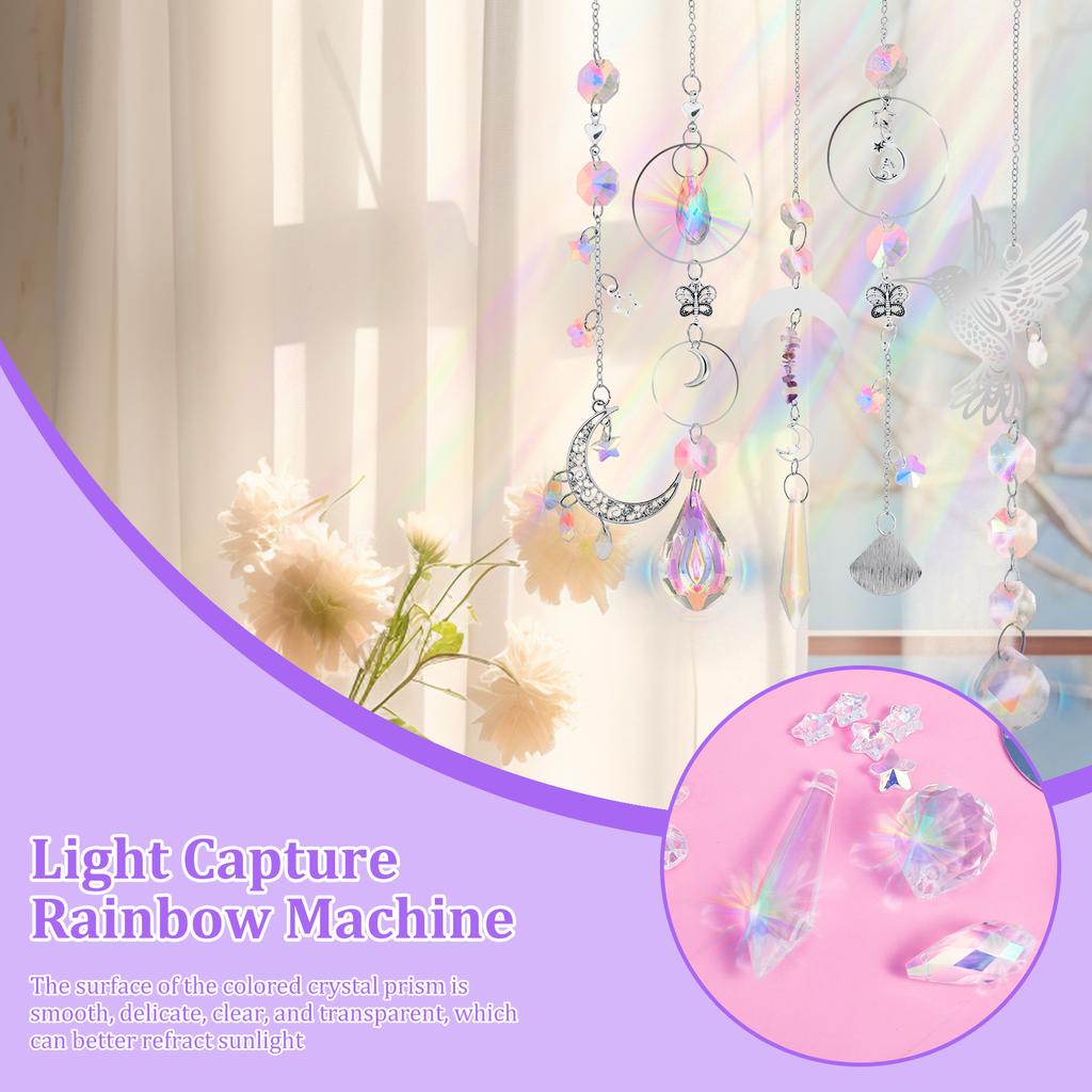 400 Pcs Sun Catchers Making Supplies Kit Hanging Prism Sun Catcher Home Decor DIY Suncatchers for Wedding Garden Christmas Decor