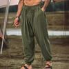 Mens Casual Solid Color Drawstring Waist Harem Pants