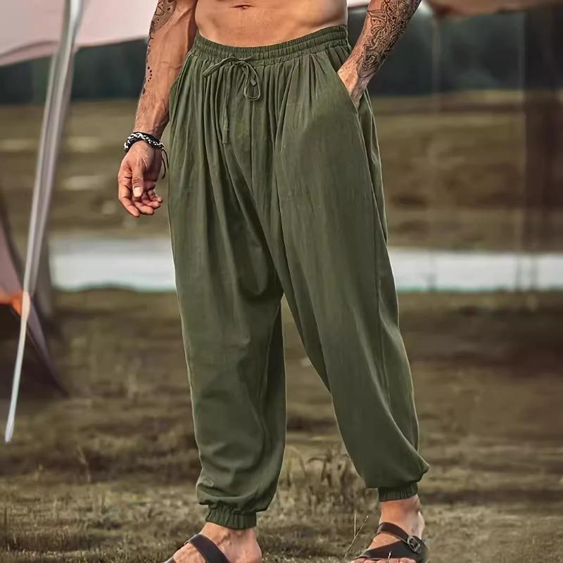

Mens Casual Solid Color Drawstring Waist Harem Pants S