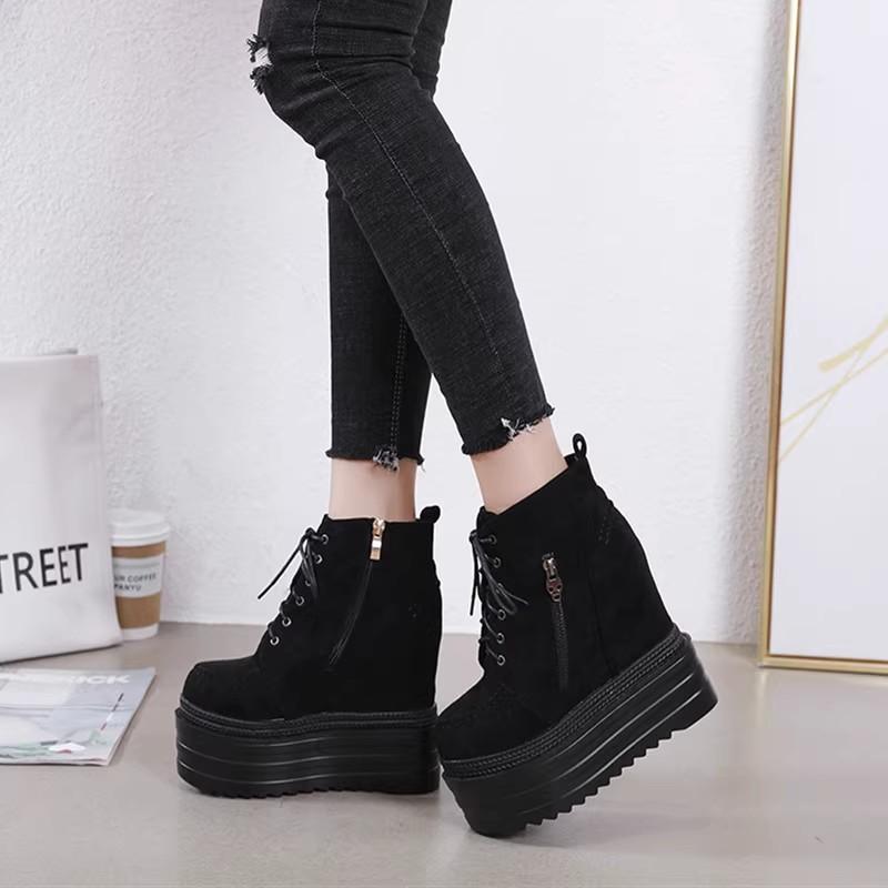 Fashion 14CM Super High Heel Short Boots Wedges Waterproof Platform Boots Fashion Within Increased Womens Boots