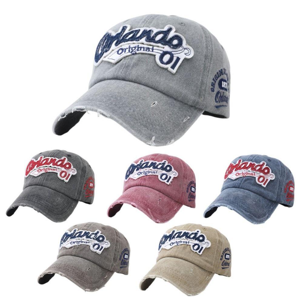 Distressed Finish Dad Hat Cotton Washed Cotton Cap Casual Frayed Brim Hat  for Men Women