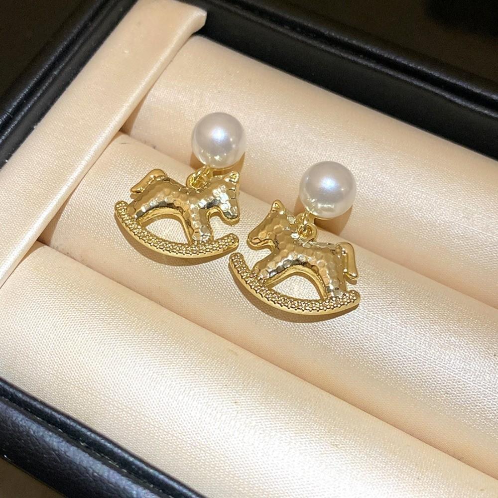 Fashion Jewelry Cartoon Horse Earrings Chinese Horse New Year Drop Earrings New Year Gift