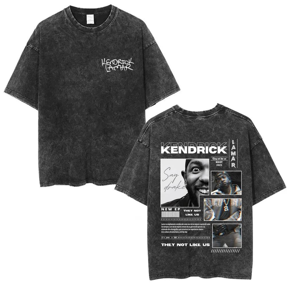 Washed Vintage Rapper Kendrick Lamar SZA Grand National Tour Tshirt They Not Like Us T Shirt Men Hip Hop Fashion Tshirt