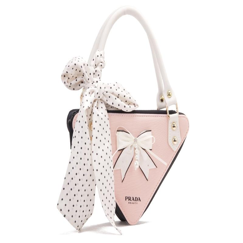 Prada [Customized cosmetic bag] Romantic Capor French style sweet cool gentle and elegant niche high-end polyester fiber handbag pink