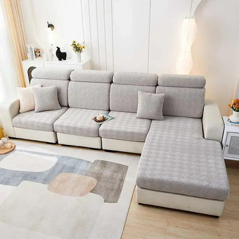 Livingroom Stretch Jacquard Fleece Sectional Sofa Covers Anti-Slip Couch Cushion Slipcover Sofa Mat Cover for Home Hotel