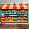 2D Graphic Design, 1 Large Supermarket Scene Background Fabric, Suitable for Posters, Birthday and Wedding Party Decorations