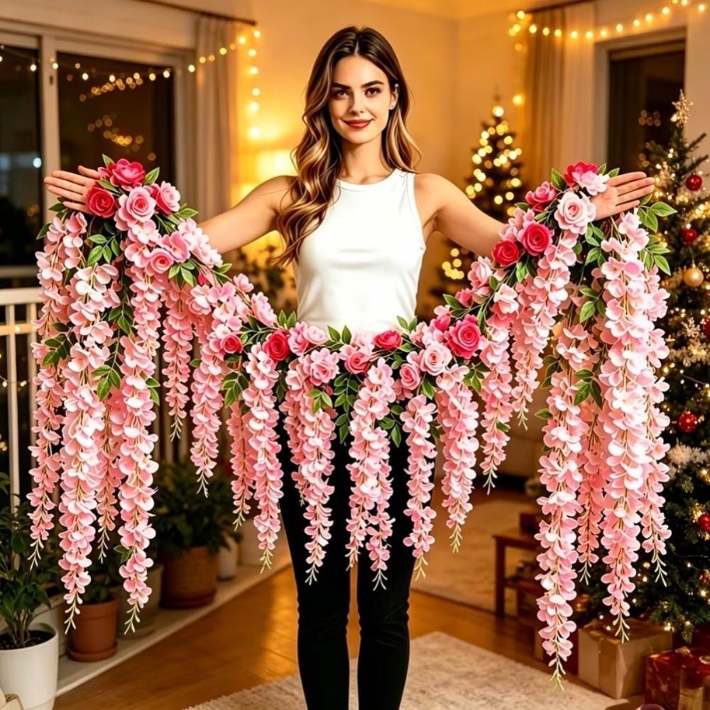 3D Künstliche Blumengirlande 250cm Blauregen Ranke Blume Hängend Rattan Blume Zuhause Hochzeit