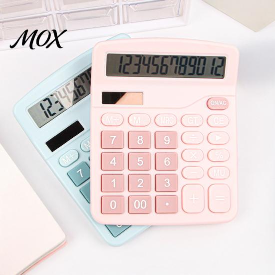 Dual Power Desktop Calculator Solar And Battery Calculator, Large LCD Display Portable Office Durable ABS Material Macaron Pink Blue for Financial