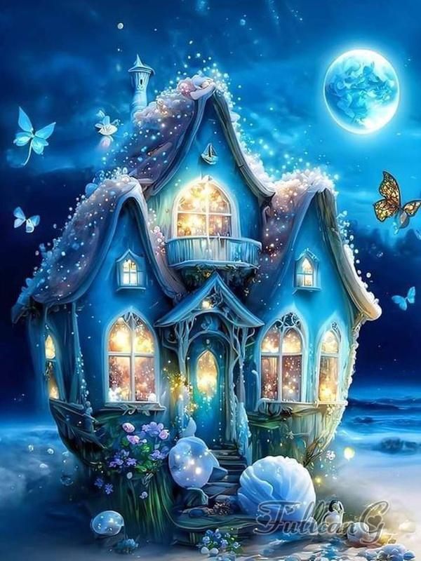 Diy 5D Diamant Pictură Vanzare Beach View House Full Square Round Drill Broderie cu strass Fantasy Cottage Mozaic Kit cusaturi de cruce Decor de perete AA4649
