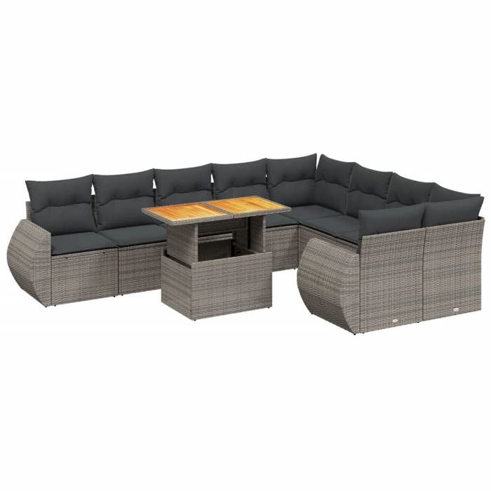 VidaXL Garden Lounge Set with Cushions 10 Pcs, Patio Sofas, Patio Furniture Set, Outdoor Furniture, Grey 3272355