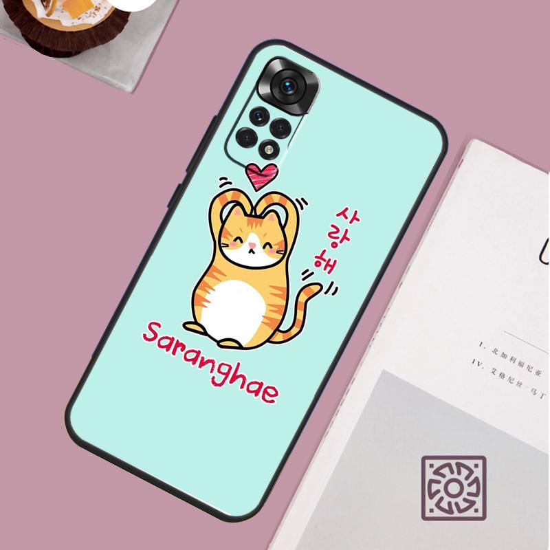Cute Korean Saranghae I Love You Case For Xiaomi Redmi Note 14 Pro 13 12 11 10 15 Pro Plus Redmi 15C 15 14C 13C 10C 12C Cover