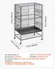 Bird Cage, 800 x 520 x 1320mm, Flat Top, Wrought Iron Bird Flight Cage with Perches, Slide-Out Tray and Plastic Feeders, Casters, for Parrot, Blue