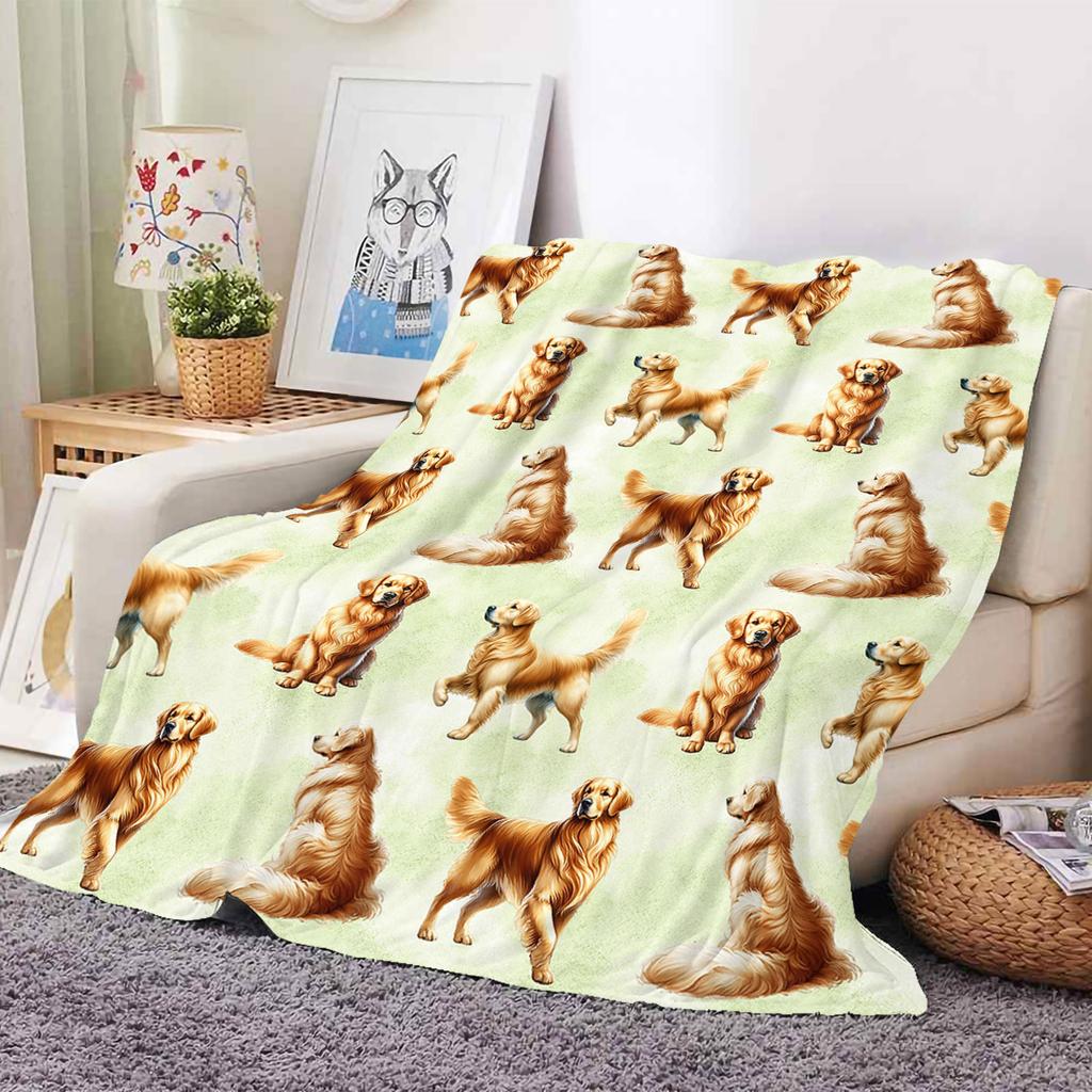 Cute Dog Printed Flannel Throw Blanket Soft Cozy Pet Pattern Fleece Blanket for Sofa Bed Couch Home Decor Customized Blankets