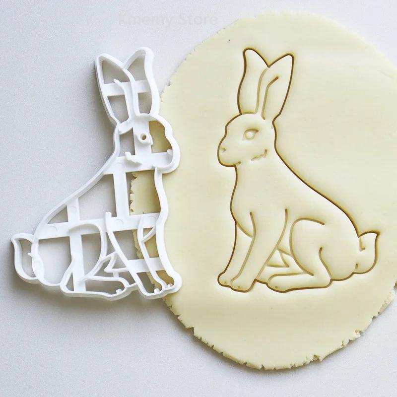 

Easter Bunny Cookie Cutter 3D Static Running Rabbit Fondant Biscuit Stamp Embossed Mold Hand Press Pastry Cake Decorating Tools