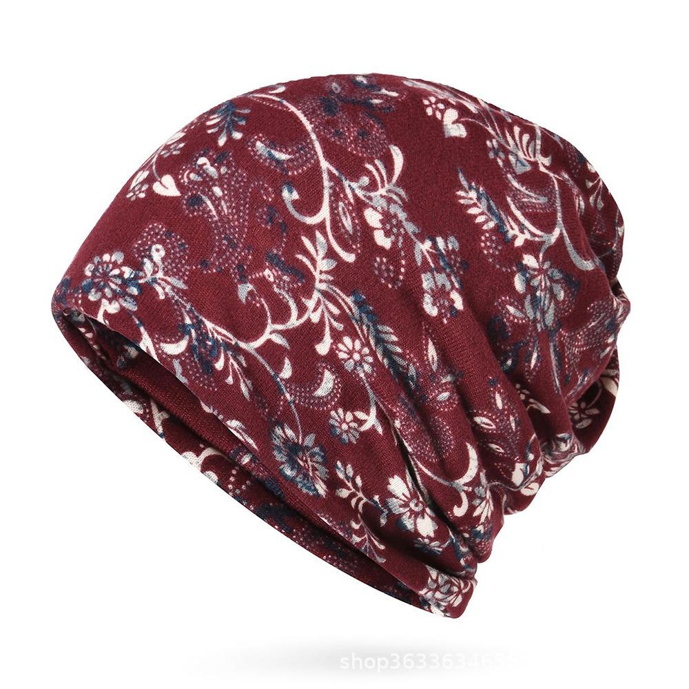 Multifunctional Turban Hats Plaid Print Casual Hedging Cap Autumn and Winter