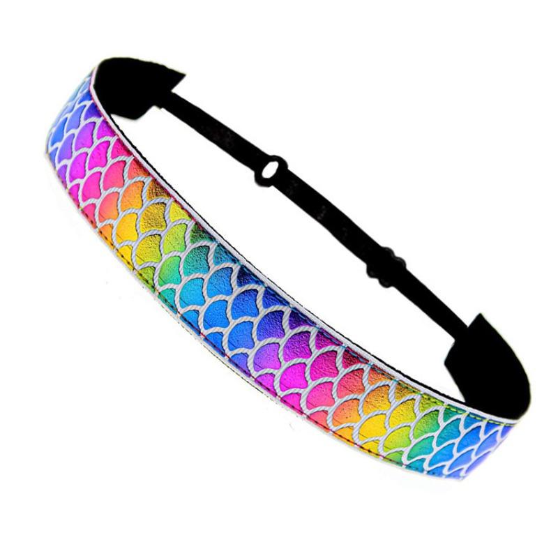 Neues Sport-Stirnband Lauf-Stirnband rutschfest Trendiges Meerjungfrauen-Stirnband Fitness-Yoga-Stirnband Schuppen-Stirnband
