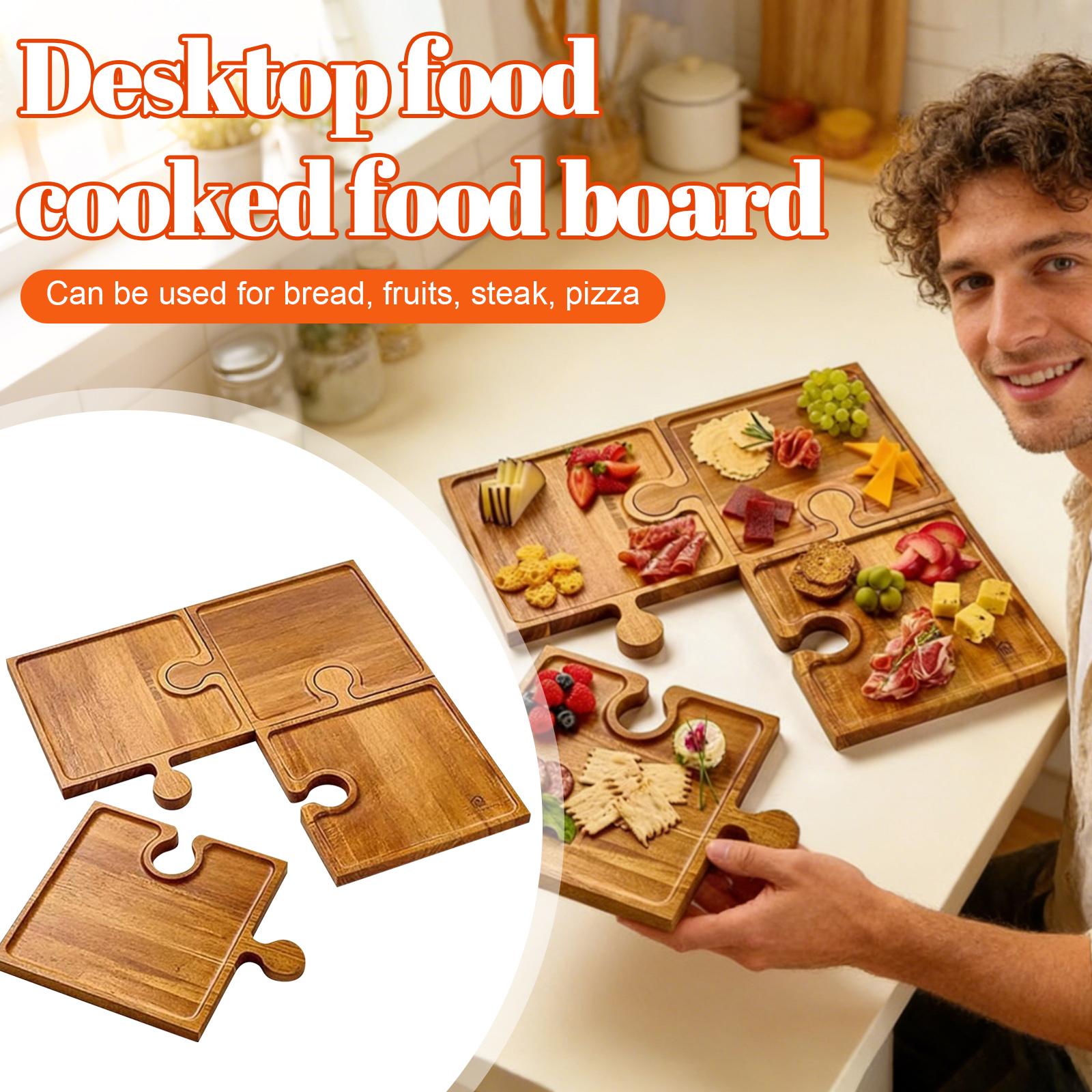 

Puzzle Charcuterie Board Set Of 4 – Puzzle Piece Charcuterie Boards With Storage Box, Wood Puzzle Cutting Board With Handle, Cheese One Size