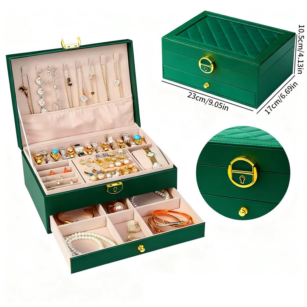 Light Luxury Double Layer Jewelry Storage Box Affordable Organizer for Earrings Rings Necklaces Watches