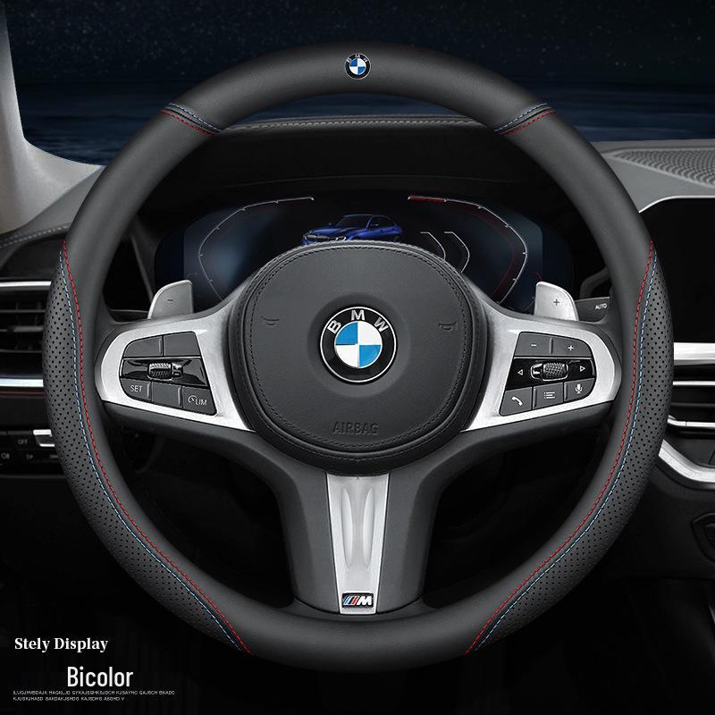 Premium Genuine Leather Steering Wheel Cover for BMW 3, 5, X1-X7 Series