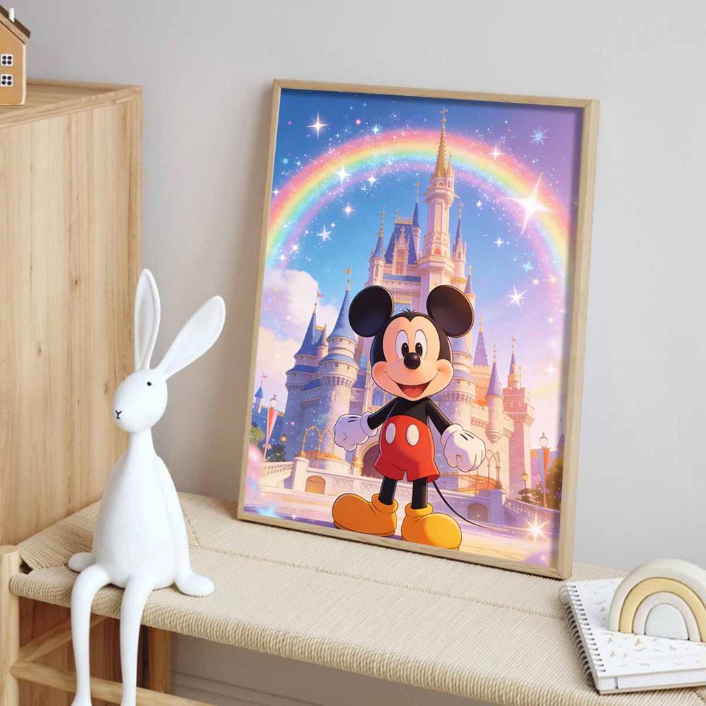 Disney 5D DIY Full Circle Diamond Painting Kit Magical Mickey Castle Rainbow Home Wall Decor Gift