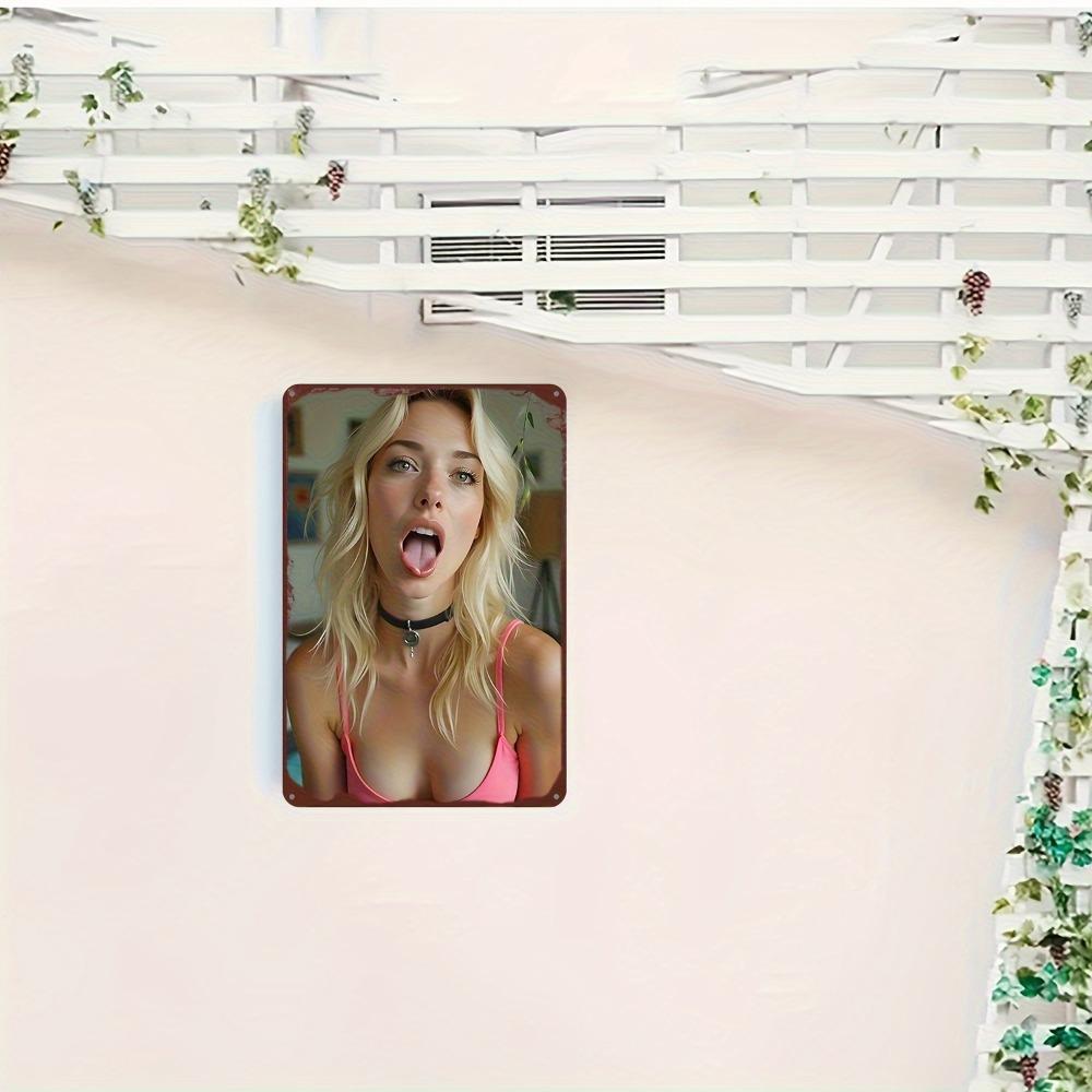 Vintage Metal Wall Art 8x12in: Hot Blonde Print, Heat-Resistant Aluminum Decor for Home/Cafe/Gift