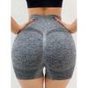 High Waist Yoga Shorts for Women, Stretchy Fitness Running Shorts, Gray, One Size
