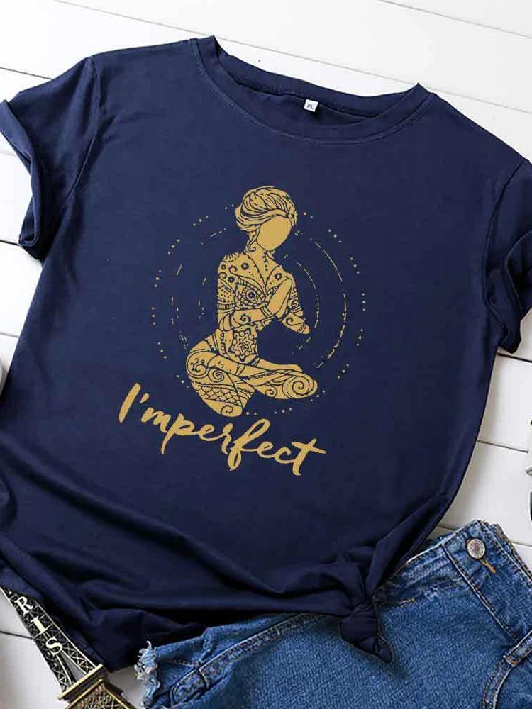 Im Perfect Yoga Girl Print T Shirt WoUnisex Short Sleeve O Neck Loose Tshirt Summer WoUnisex Tee Shirt Tops Camisetas Mujer