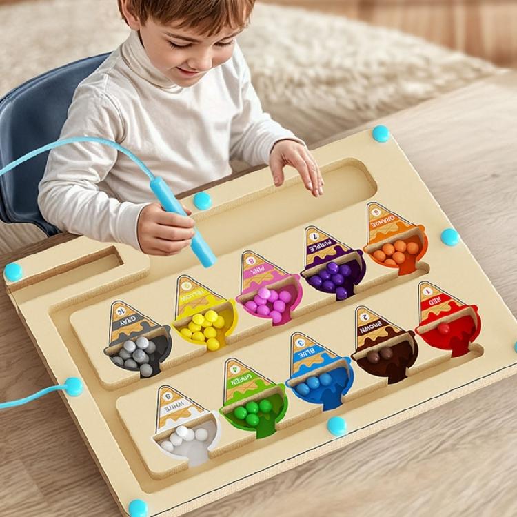 Fine Motor Skills Magnetic Maze Game Wood Number Learning Toy Tracing Number Maze Counting Board for Children Enduring